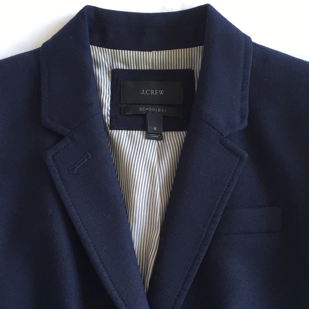 J Crew Navy Blue Wool Schoolboy Blazer, Size 6